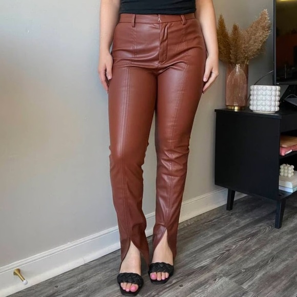 JASON WU Faux Leather Split Hem Pants - Picture 1 of 5